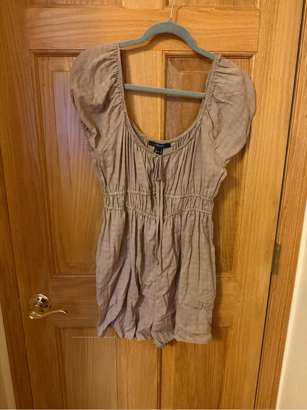 Forever 21 Taupe Short Romper with Smocked Waist
